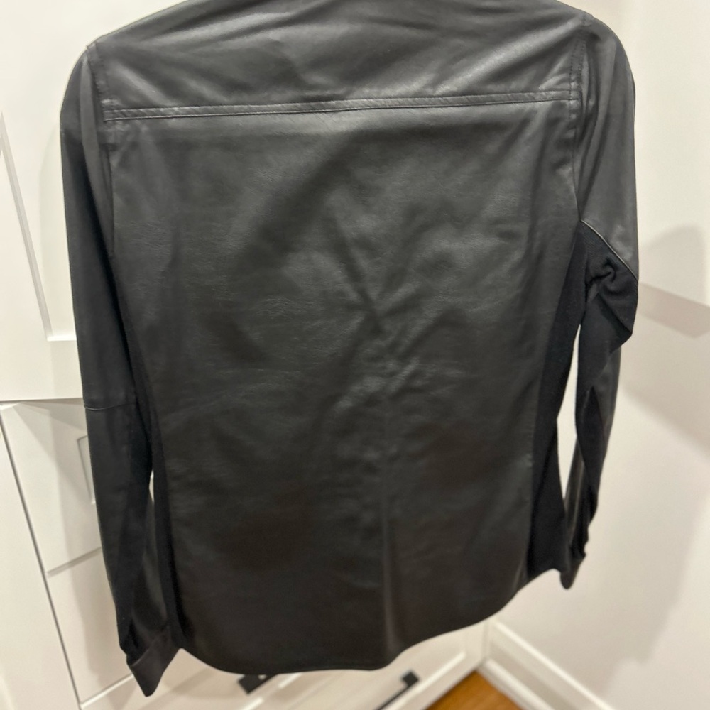 Leather-like long-sleeved shirt